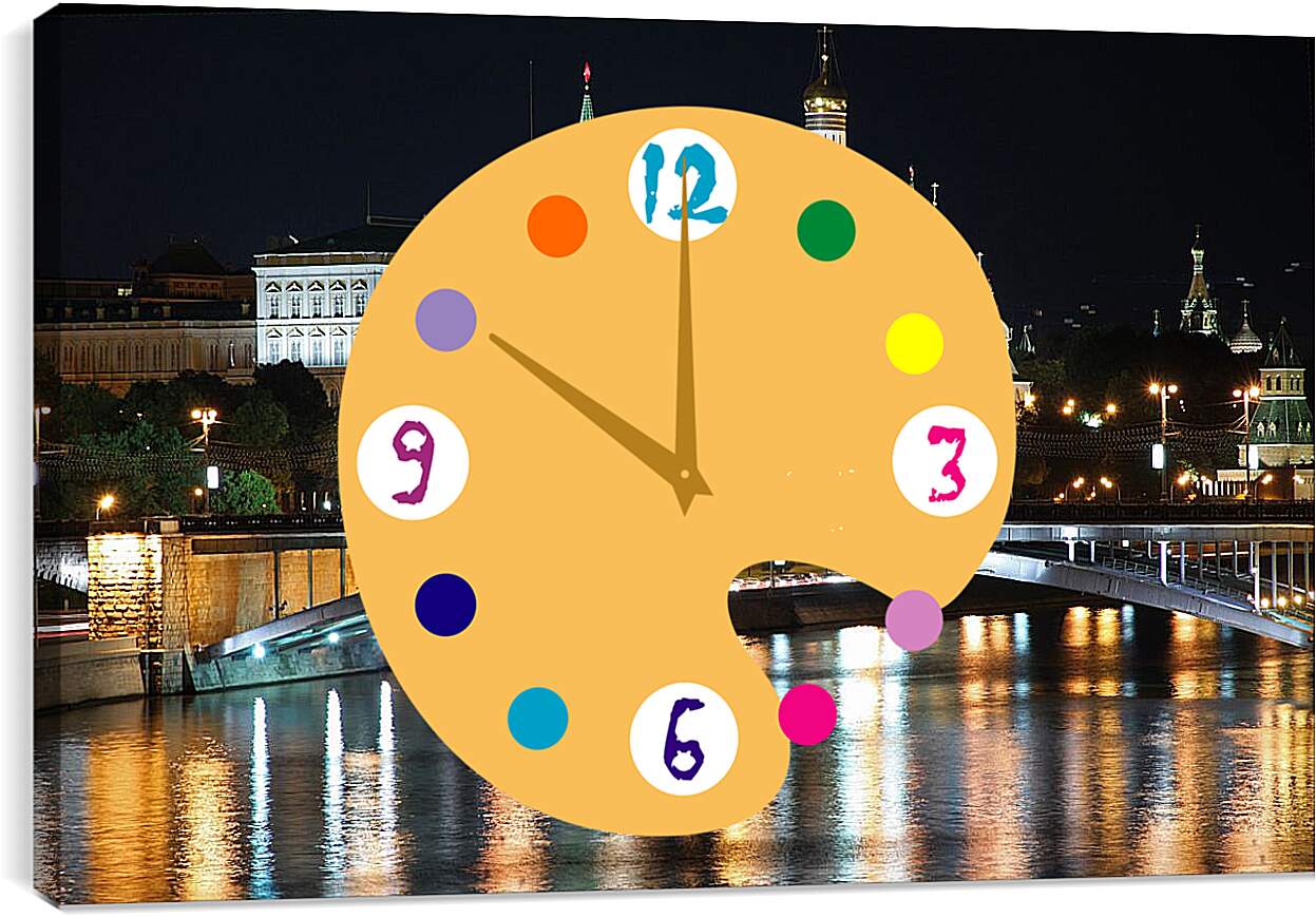 Часы картина - Вид на Московский Кремль ночью