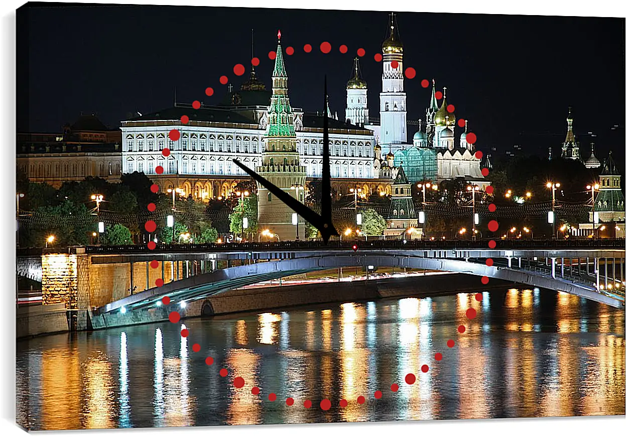 Часы картина - Вид на Московский Кремль ночью
