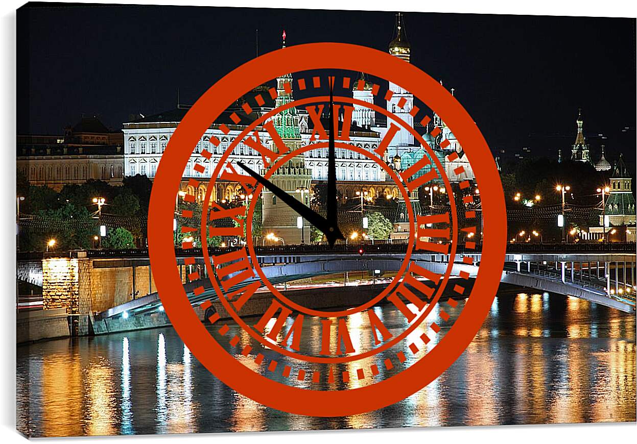 Часы картина - Вид на Московский Кремль ночью