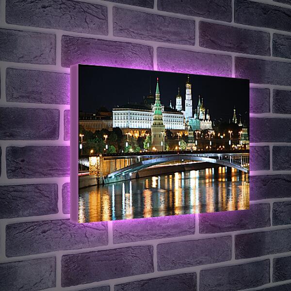 Лайтбокс световая панель - Вид на Московский Кремль ночью
