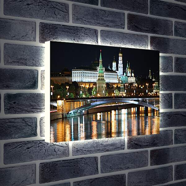 Лайтбокс световая панель - Вид на Московский Кремль ночью