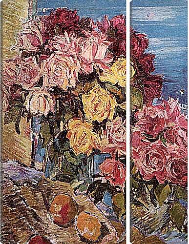 Модульная картина - Розы на фоне моря. Коровин Константин
