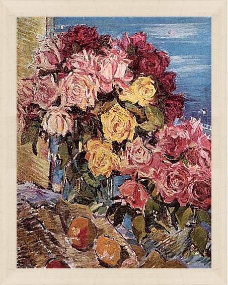 Картина в раме - Розы на фоне моря. Коровин Константин