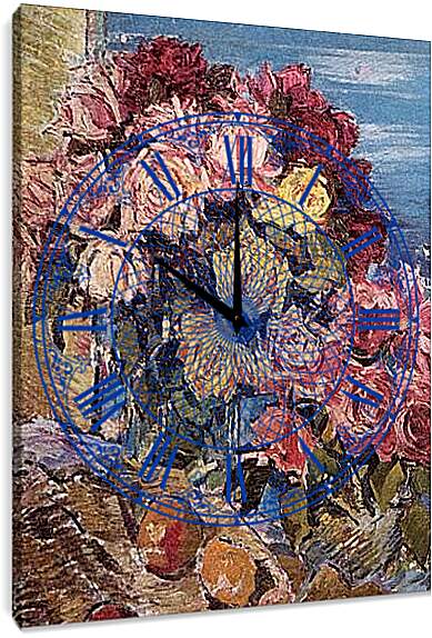 Часы картина - Розы на фоне моря. Коровин Константин