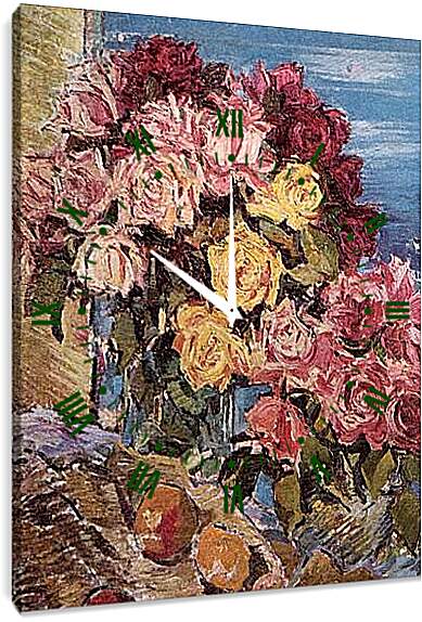 Часы картина - Розы на фоне моря. Коровин Константин