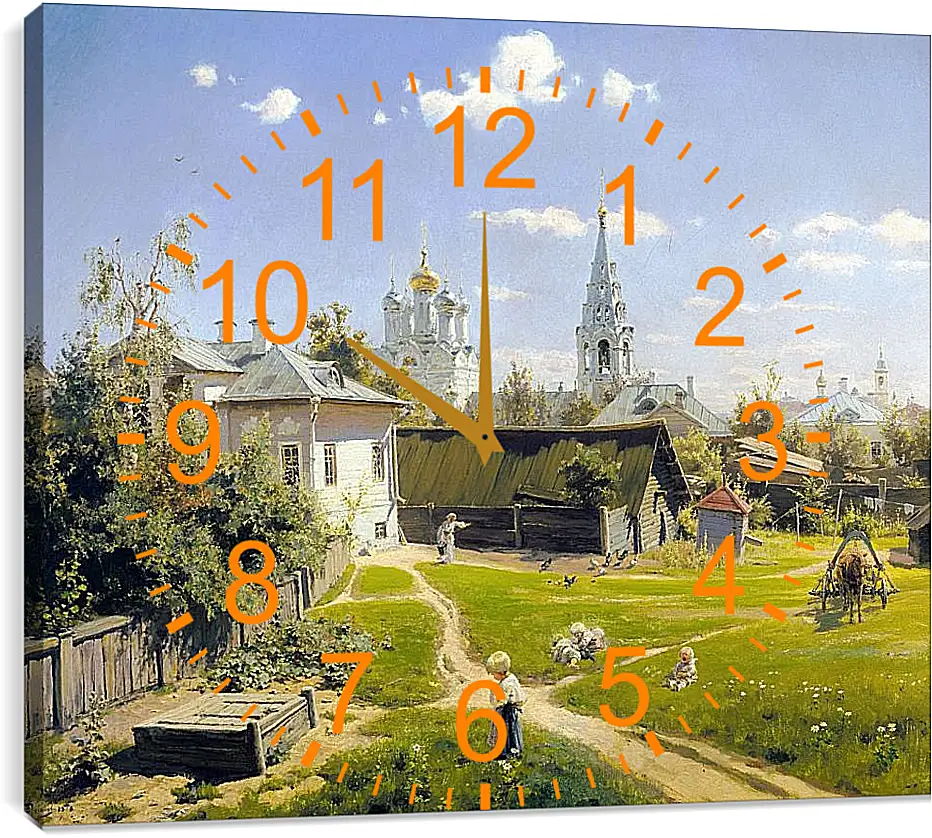 Часы картина - Московский дворик. Поленов Василий