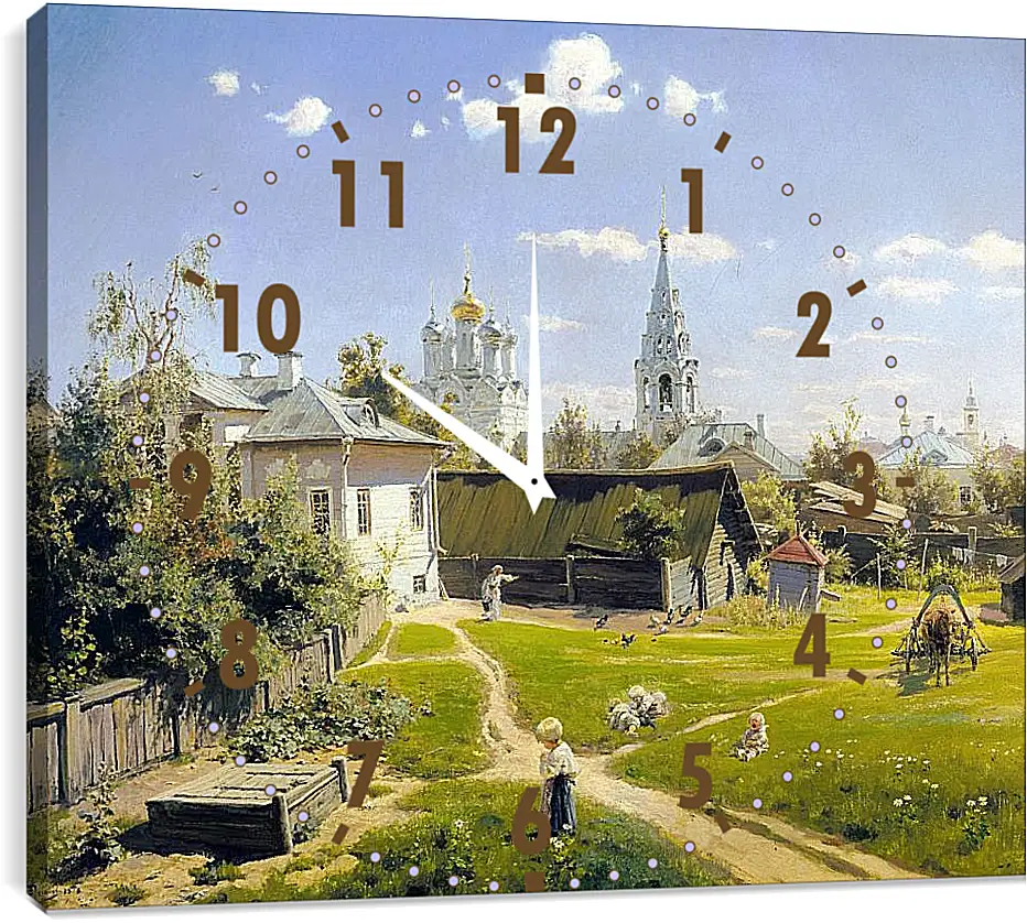 Часы картина - Московский дворик. Поленов Василий