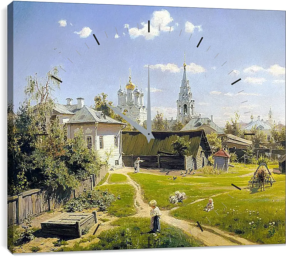 Часы картина - Московский дворик. Поленов Василий