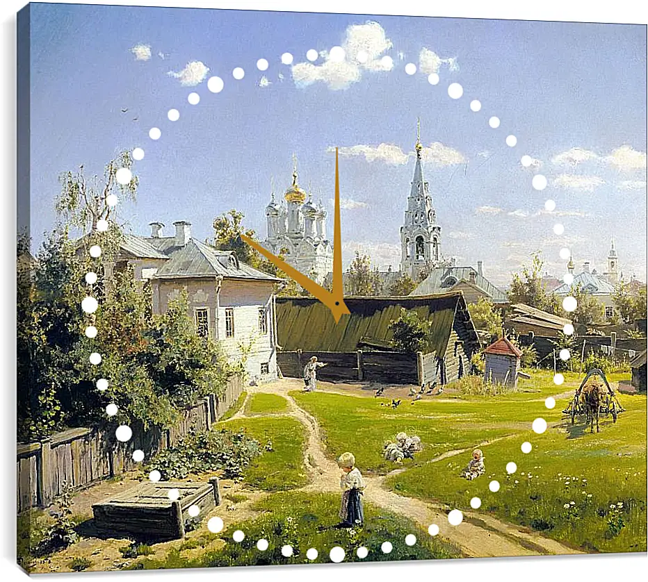 Часы картина - Московский дворик. Поленов Василий