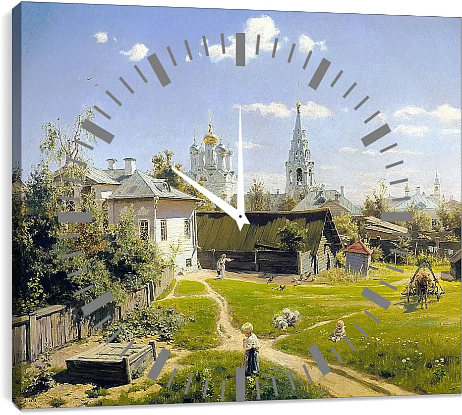 Часы картина - Московский дворик. Поленов Василий