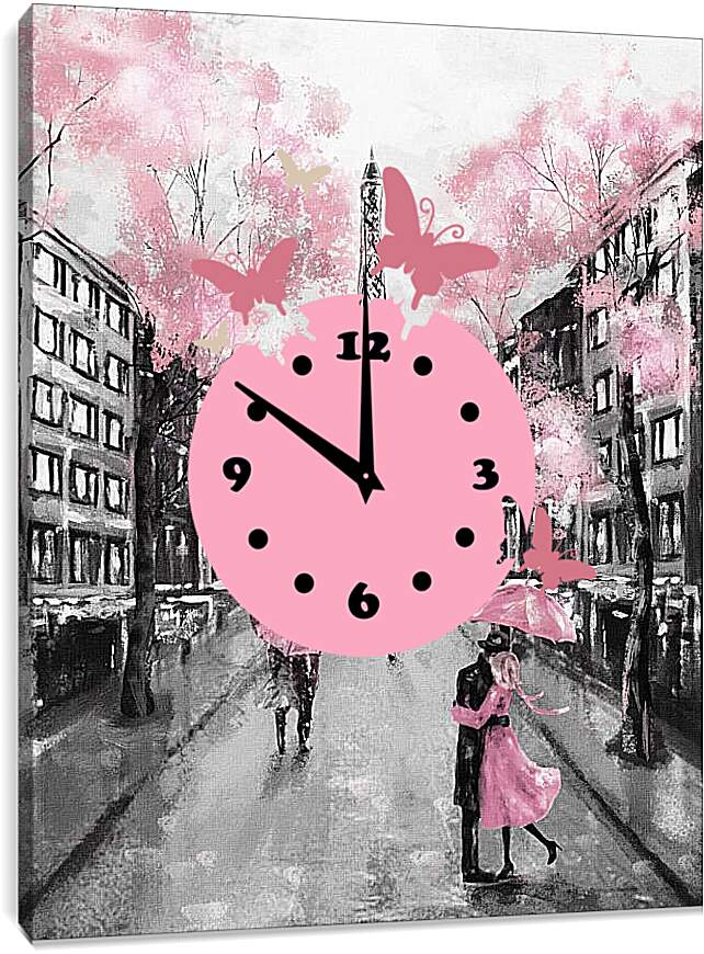 Часы картина - На улице Парижа