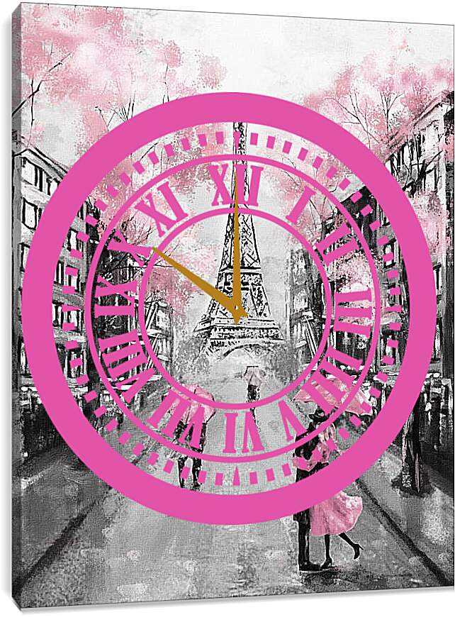 Часы картина - На улице Парижа