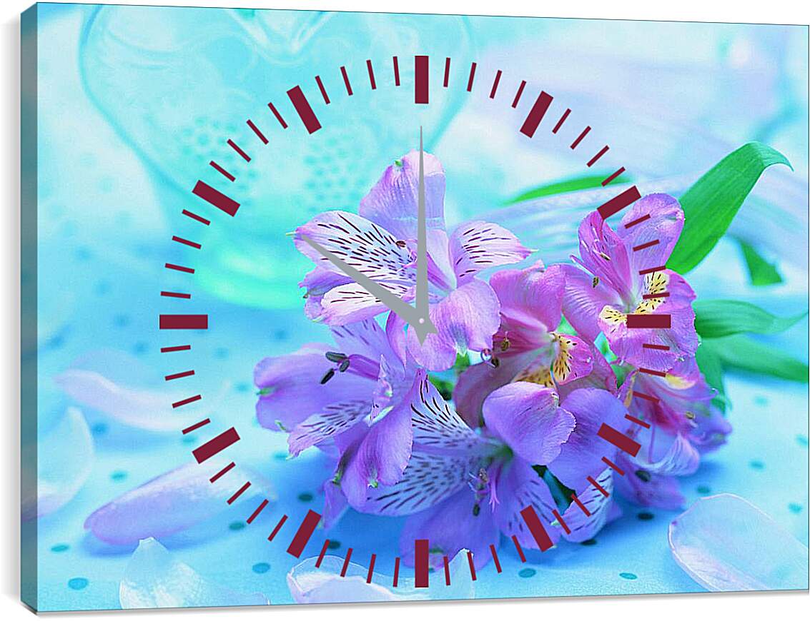Часы картина - Сиреневые орхидеи
