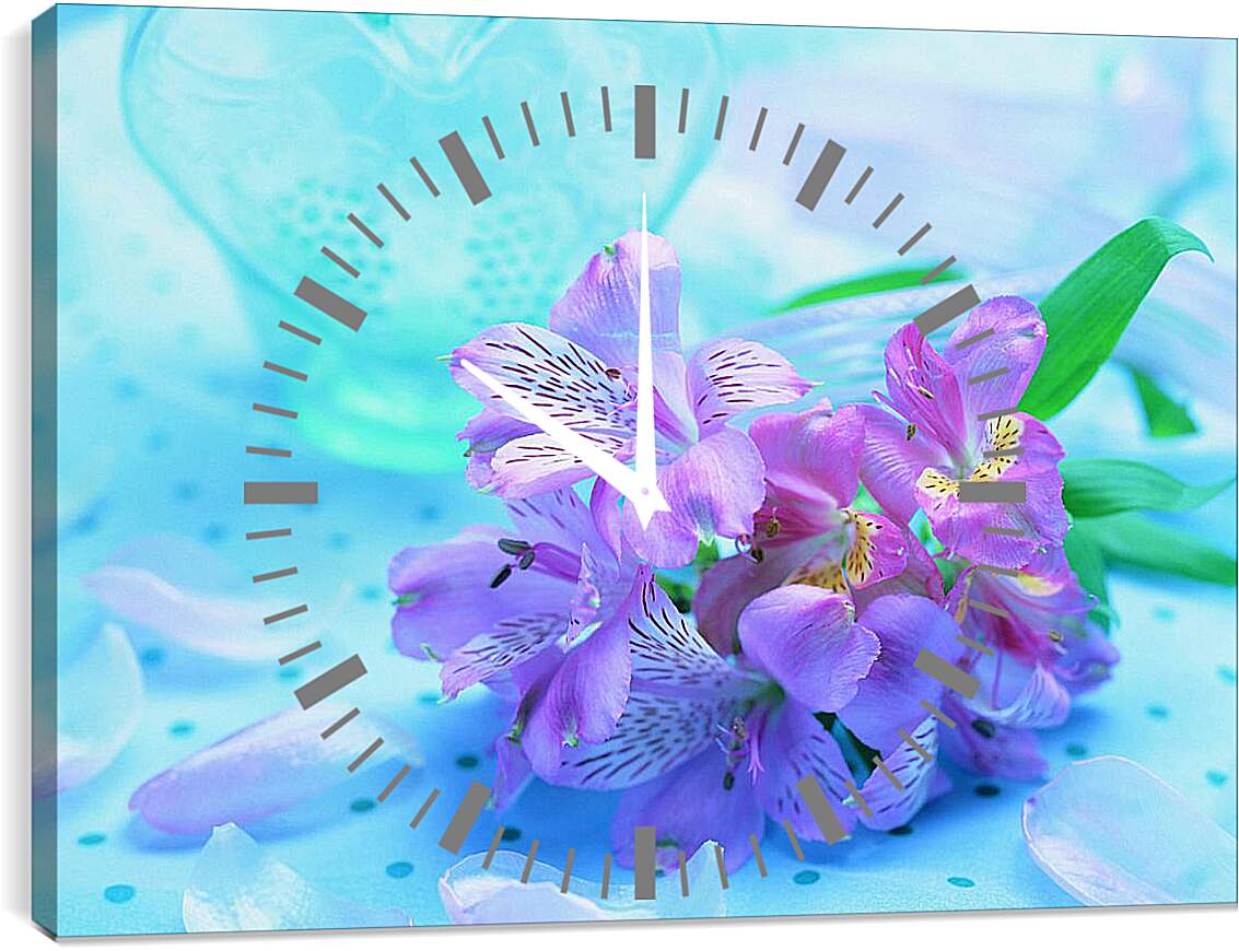 Часы картина - Сиреневые орхидеи