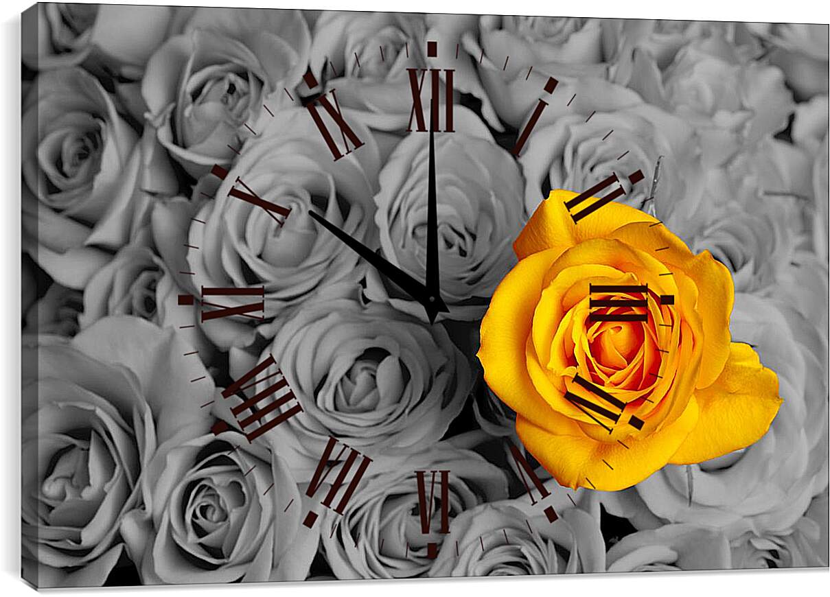 Часы картина - Жёлтая роза