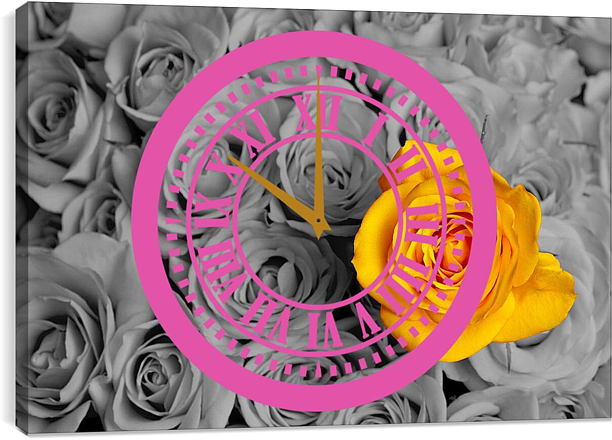 Часы картина - Жёлтая роза