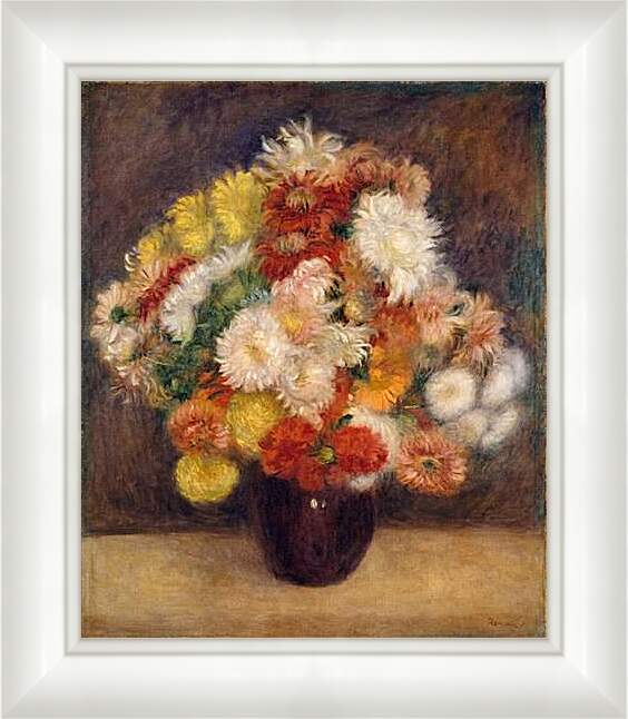 Картина в раме - Bouquet of Chrysanthemums. Пьер Огюст Ренуар