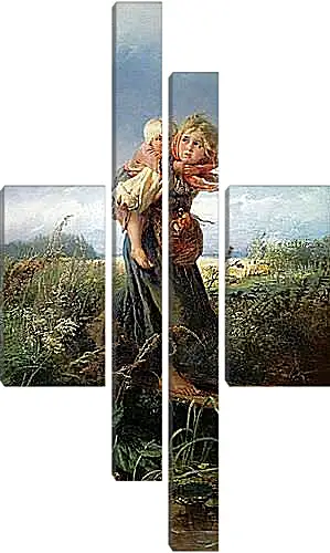 Модульная картина - Дети, бегущие от грозы. Маковский Константин