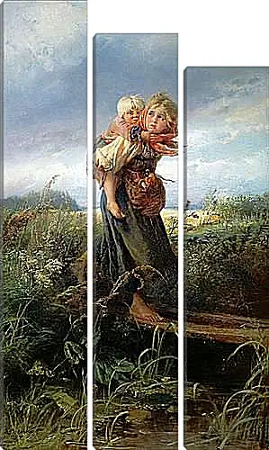 Модульная картина - Дети, бегущие от грозы. Маковский Константин