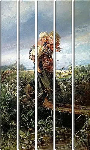 Модульная картина - Дети, бегущие от грозы. Маковский Константин