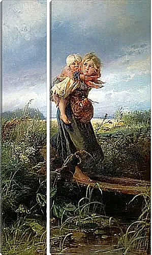 Модульная картина - Дети, бегущие от грозы. Маковский Константин