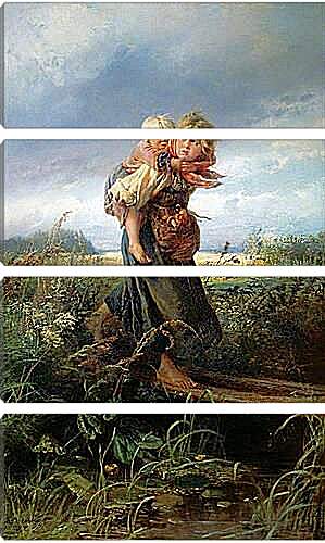 Модульная картина - Дети, бегущие от грозы. Маковский Константин