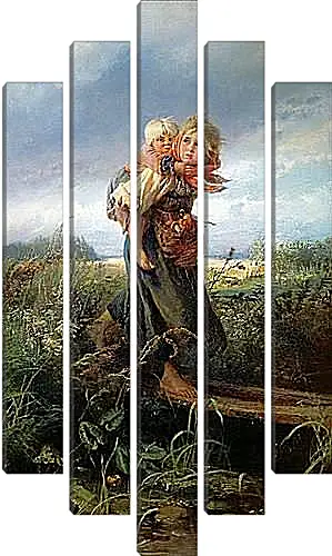 Модульная картина - Дети, бегущие от грозы. Маковский Константин