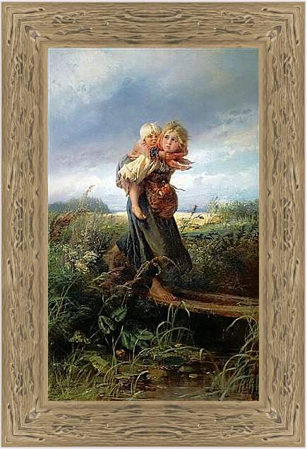 Картина в раме - Дети, бегущие от грозы. Маковский Константин