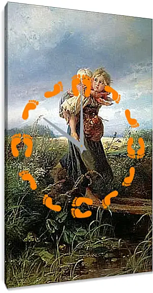 Часы картина - Дети, бегущие от грозы. Маковский Константин