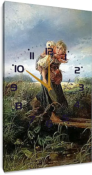Часы картина - Дети, бегущие от грозы. Маковский Константин