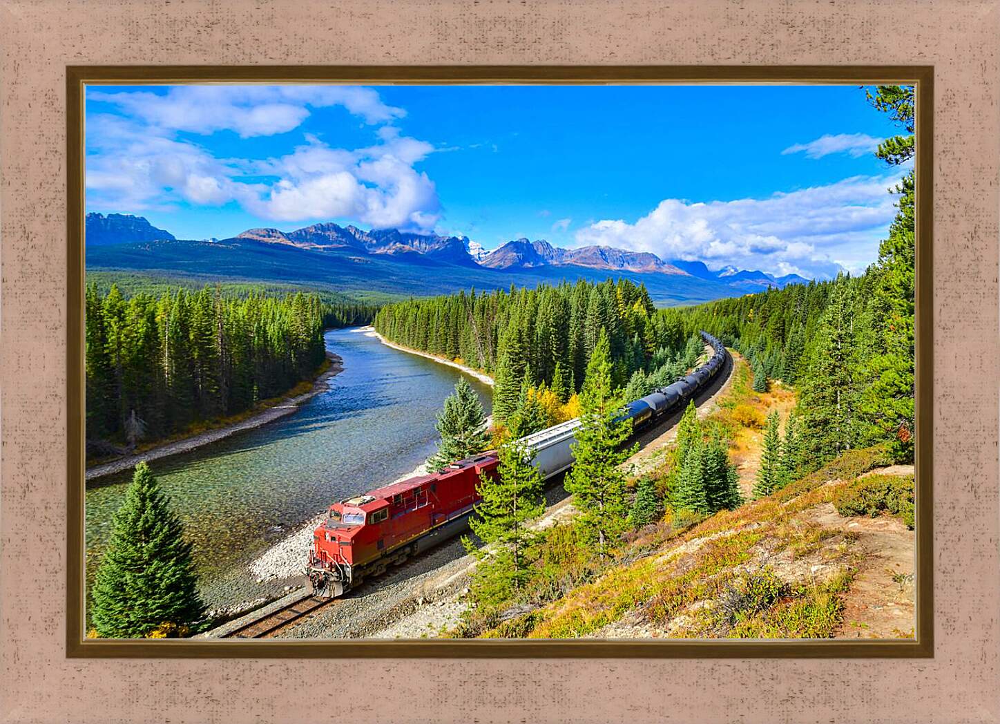 Картина в раме - Поезд в лесу