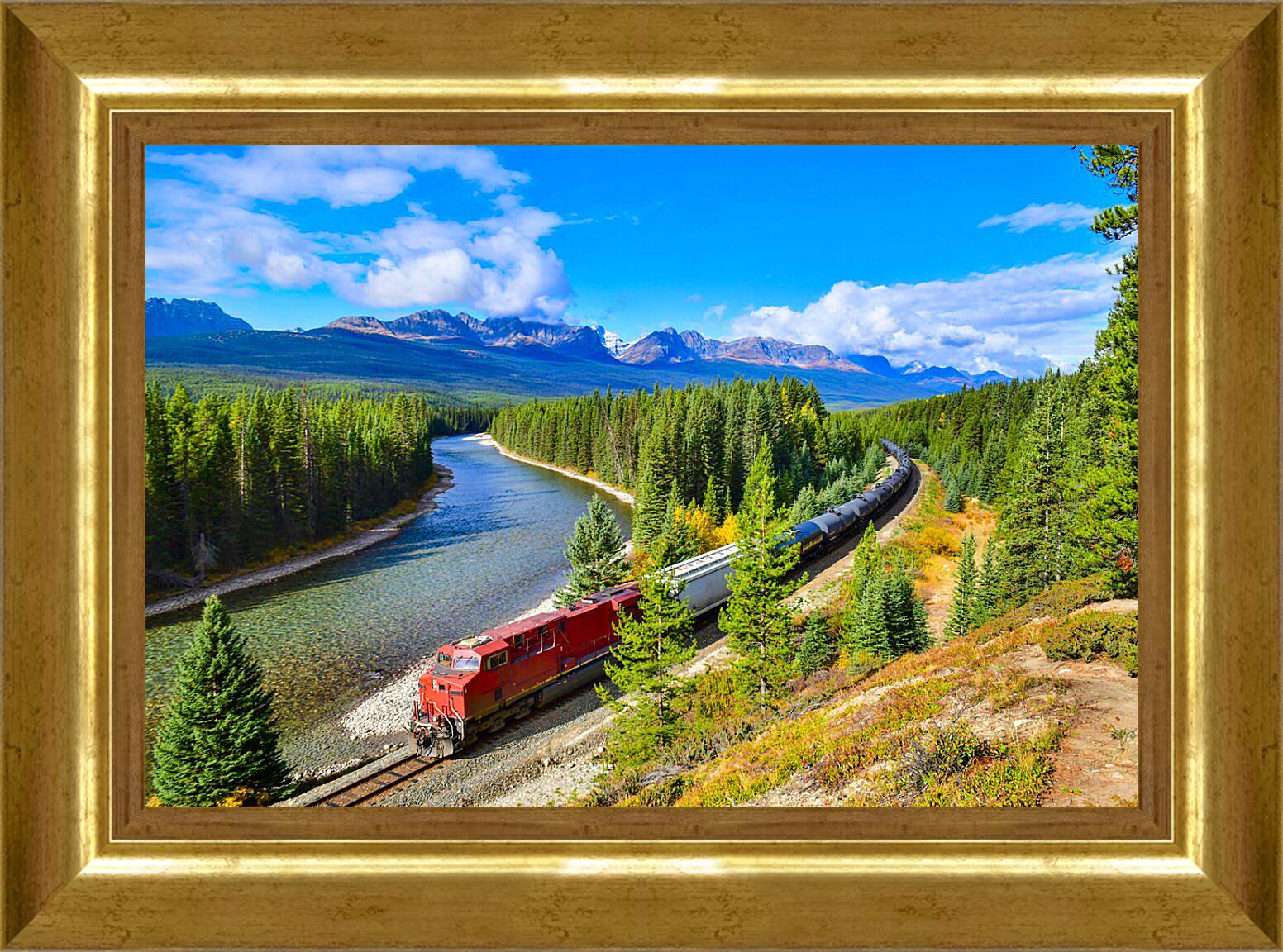 Картина в раме - Поезд в лесу