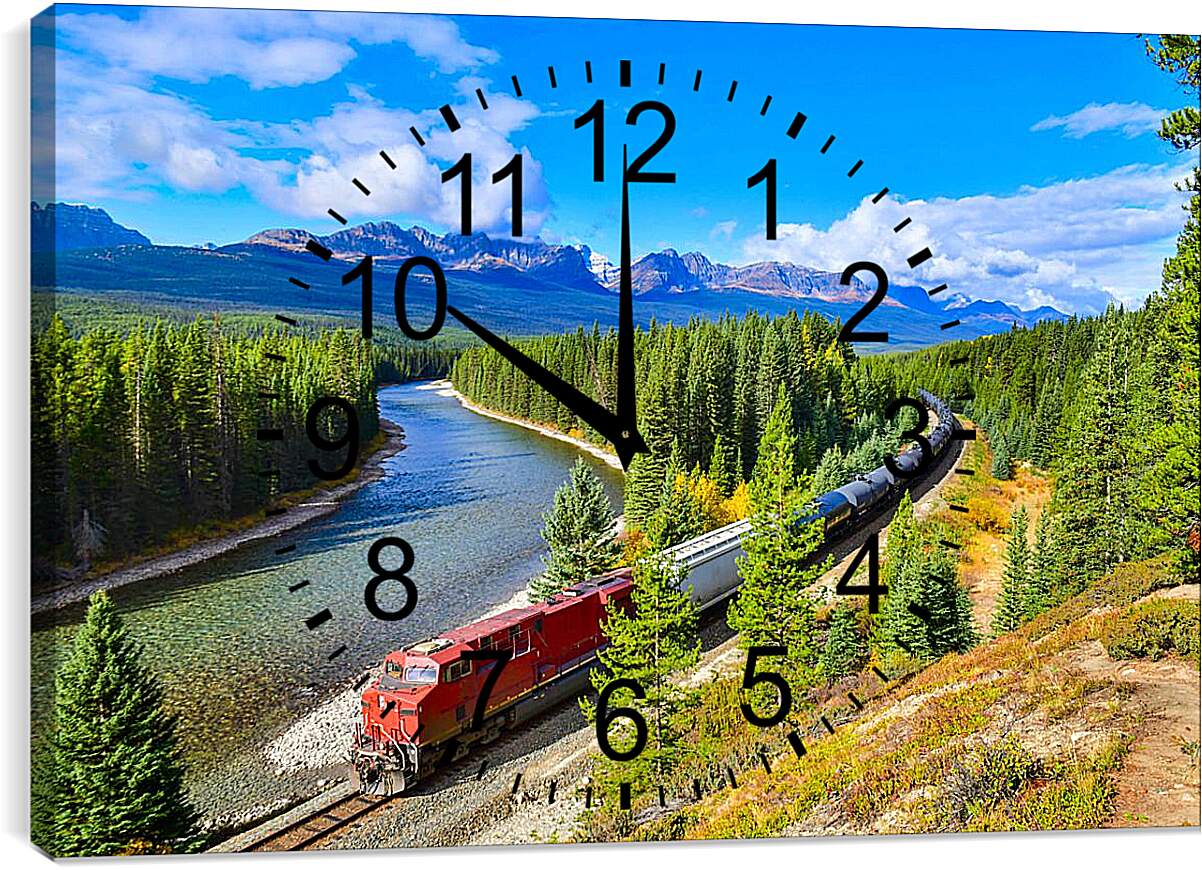 Часы картина - Поезд в лесу