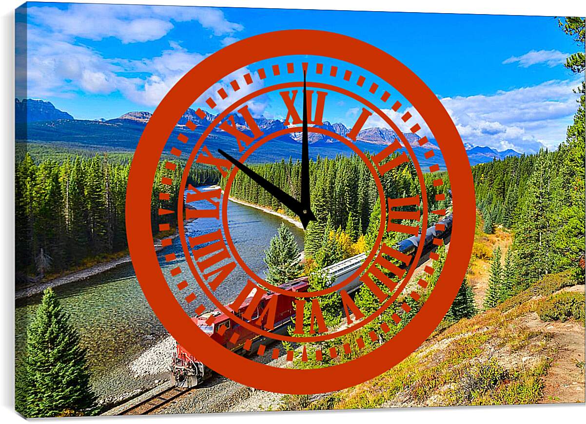 Часы картина - Поезд в лесу
