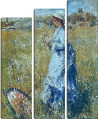 Модульная картина - Girl Gathering Flowers. Пьер Огюст Ренуар
