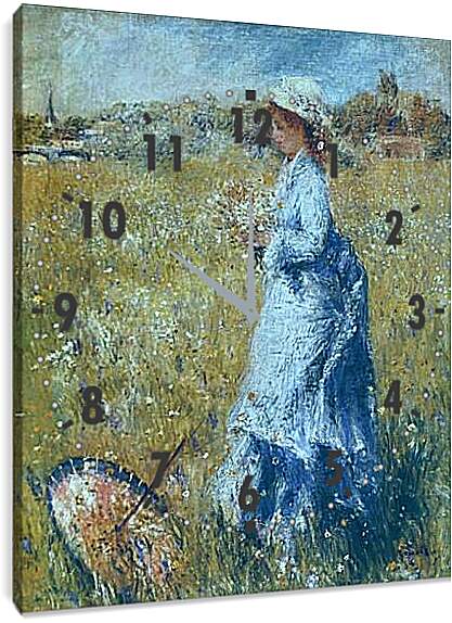 Часы картина - Girl Gathering Flowers. Пьер Огюст Ренуар