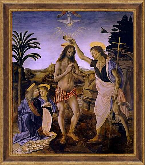 Картина в раме - Крещение Христа. Леонардо да Винчи