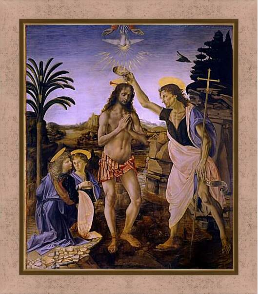 Картина в раме - Крещение Христа. Леонардо да Винчи