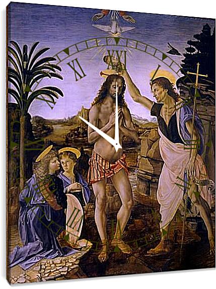 Часы картина - Крещение Христа. Леонардо да Винчи