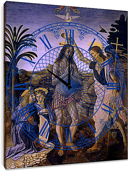 Часы картина - Крещение Христа. Леонардо да Винчи