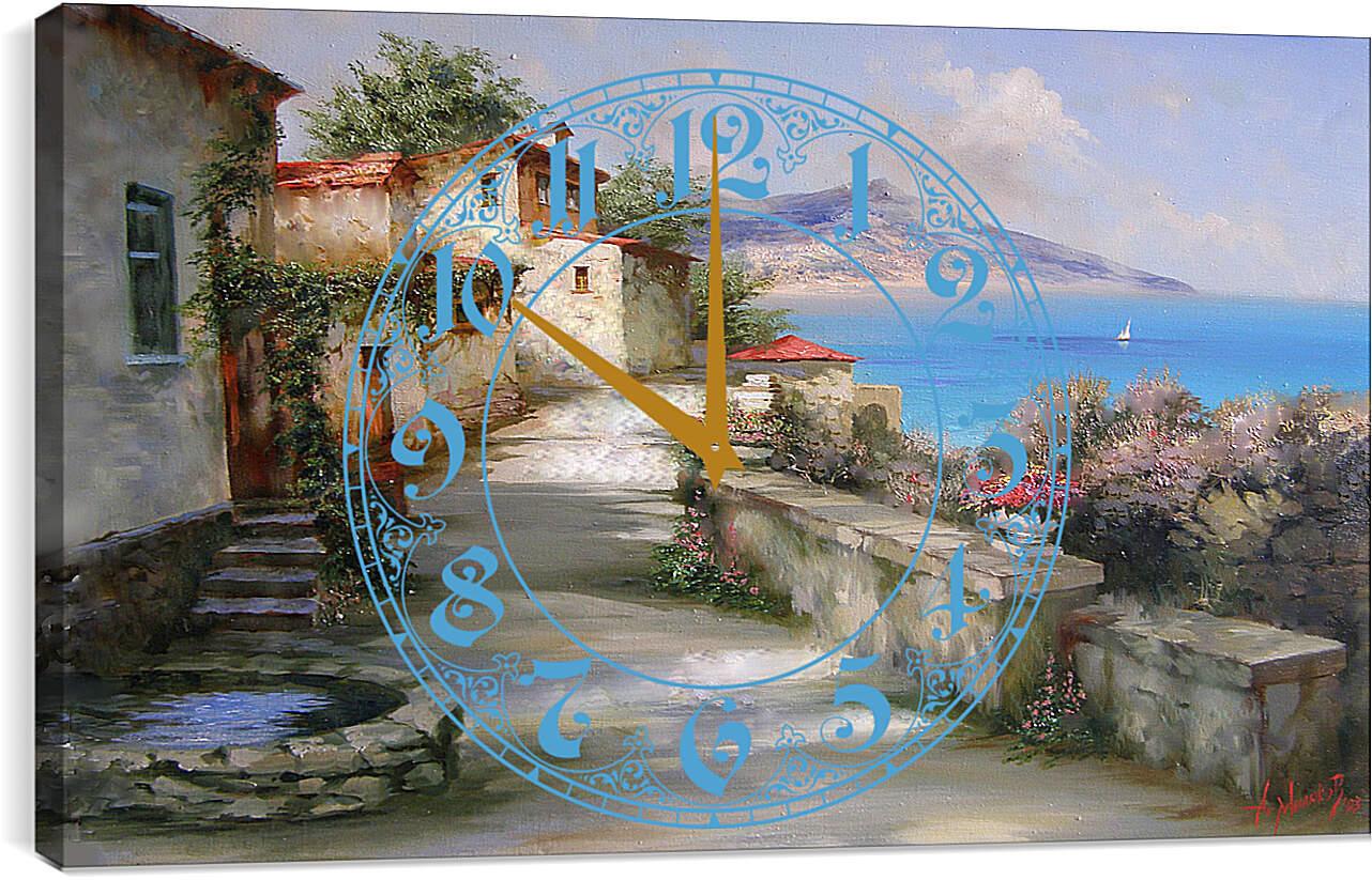 Часы картина - Дом у моря