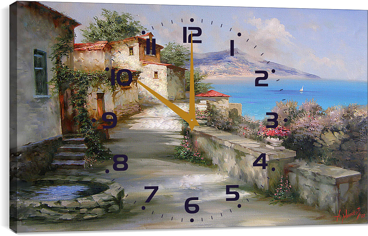 Часы картина - Дом у моря