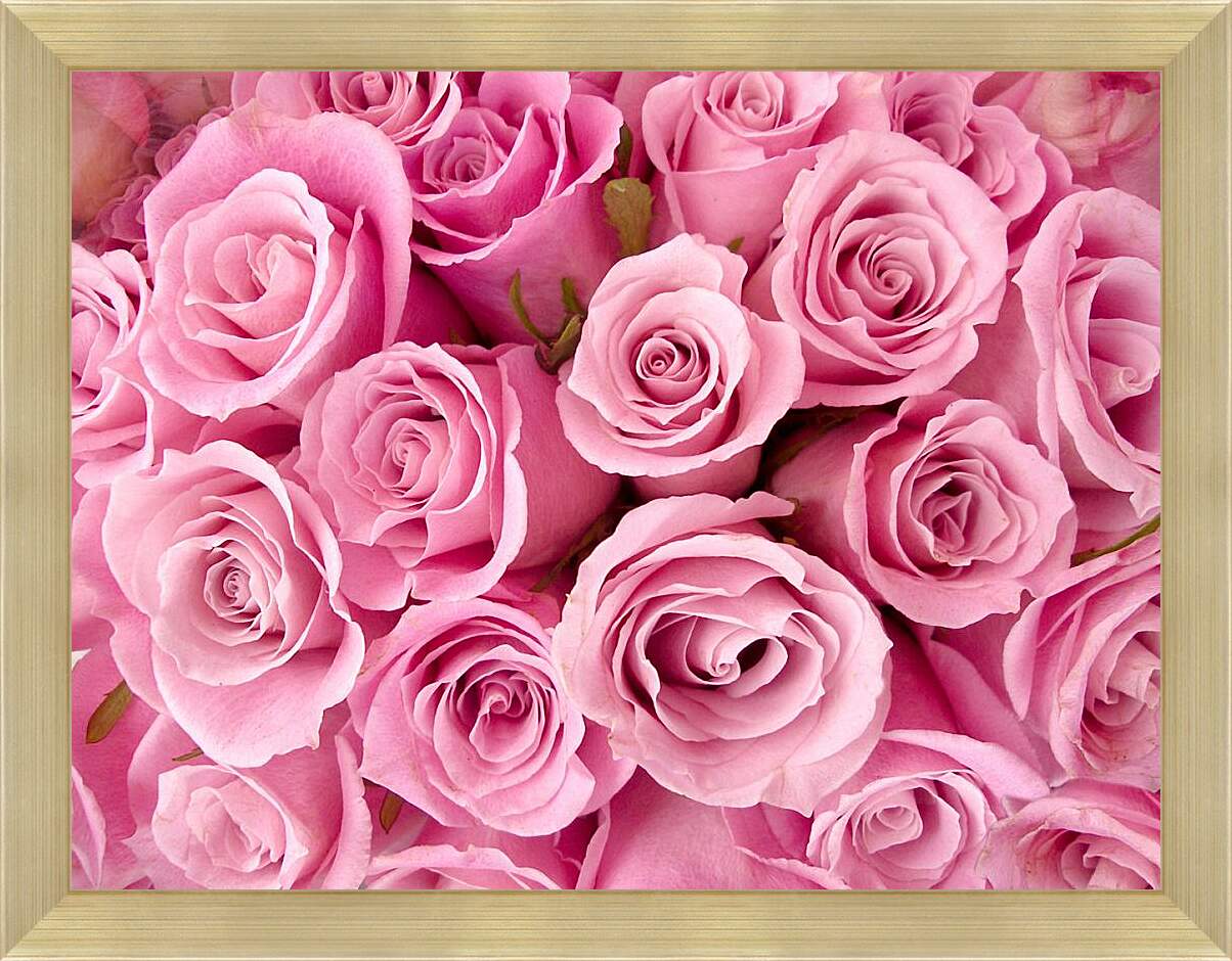 Картина в раме - Букет розовых роз