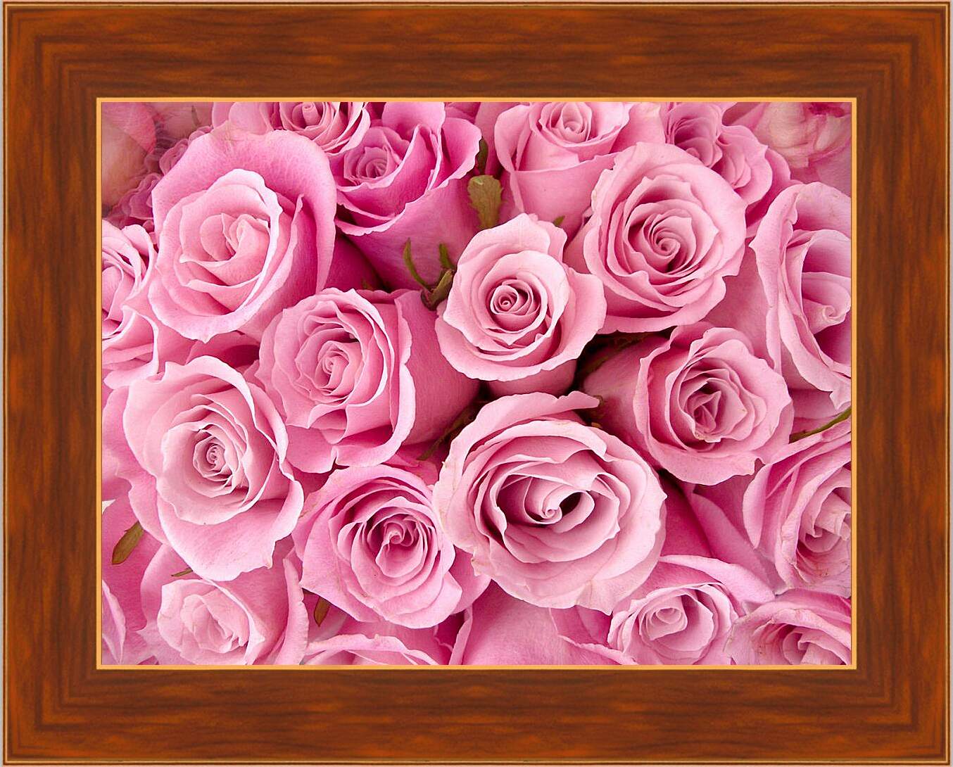 Картина в раме - Букет розовых роз
