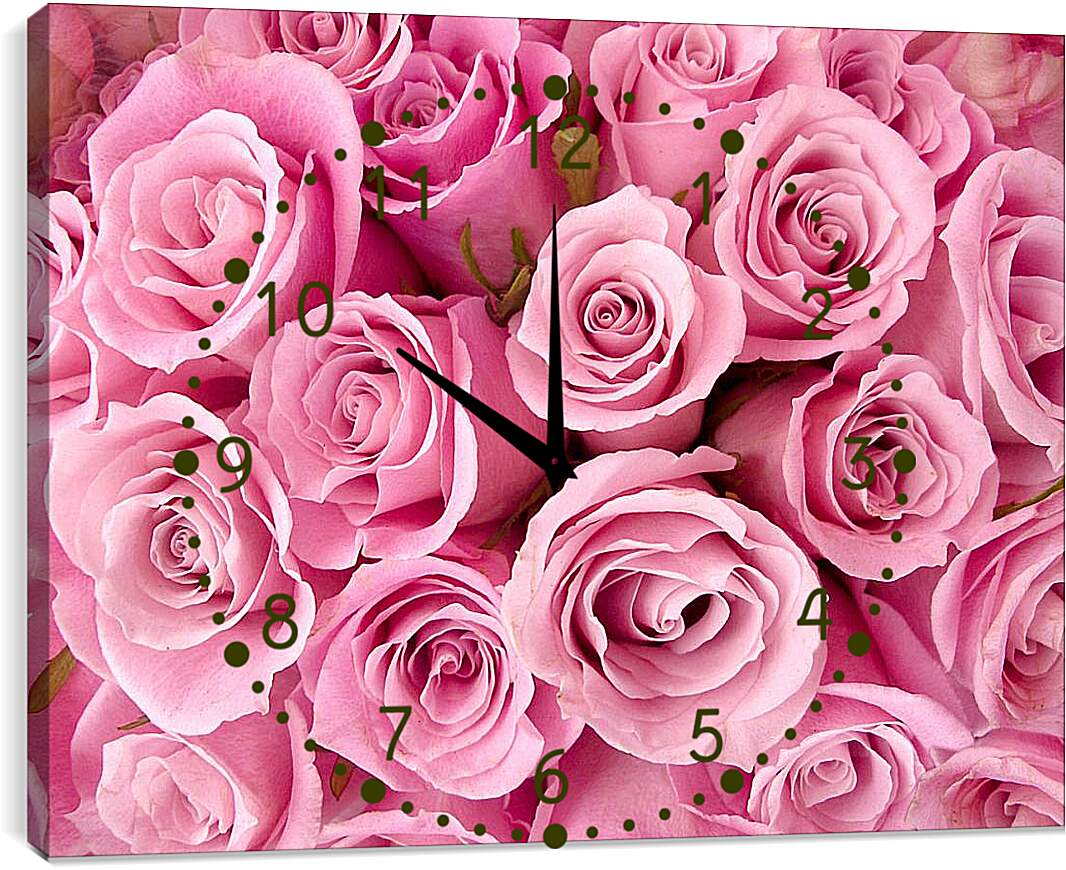 Часы картина - Букет розовых роз