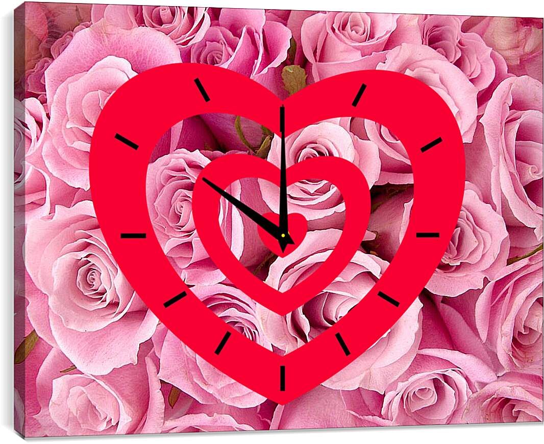 Часы картина - Букет розовых роз