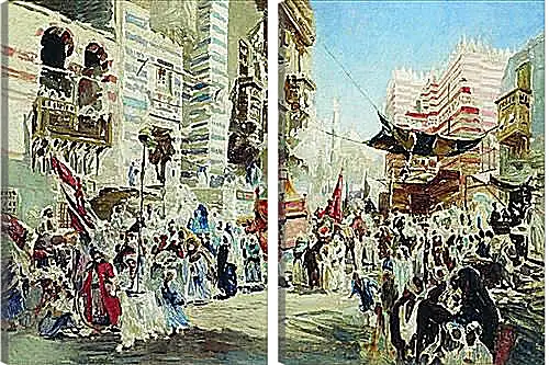 Модульная картина - Эскиз к картине Перенесение священного ковра из Мекки в Каир. Маковский Константин