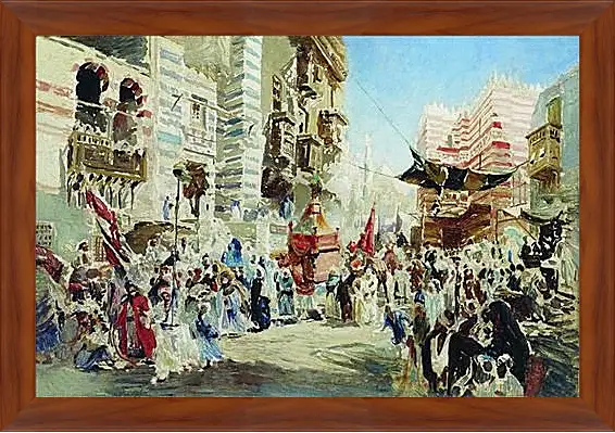 Картина в раме - Эскиз к картине Перенесение священного ковра из Мекки в Каир. Маковский Константин