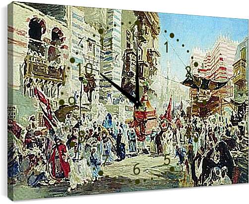 Часы картина - Эскиз к картине Перенесение священного ковра из Мекки в Каир. Маковский Константин