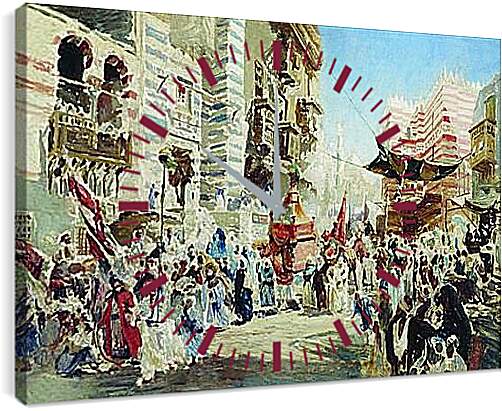 Часы картина - Эскиз к картине Перенесение священного ковра из Мекки в Каир. Маковский Константин